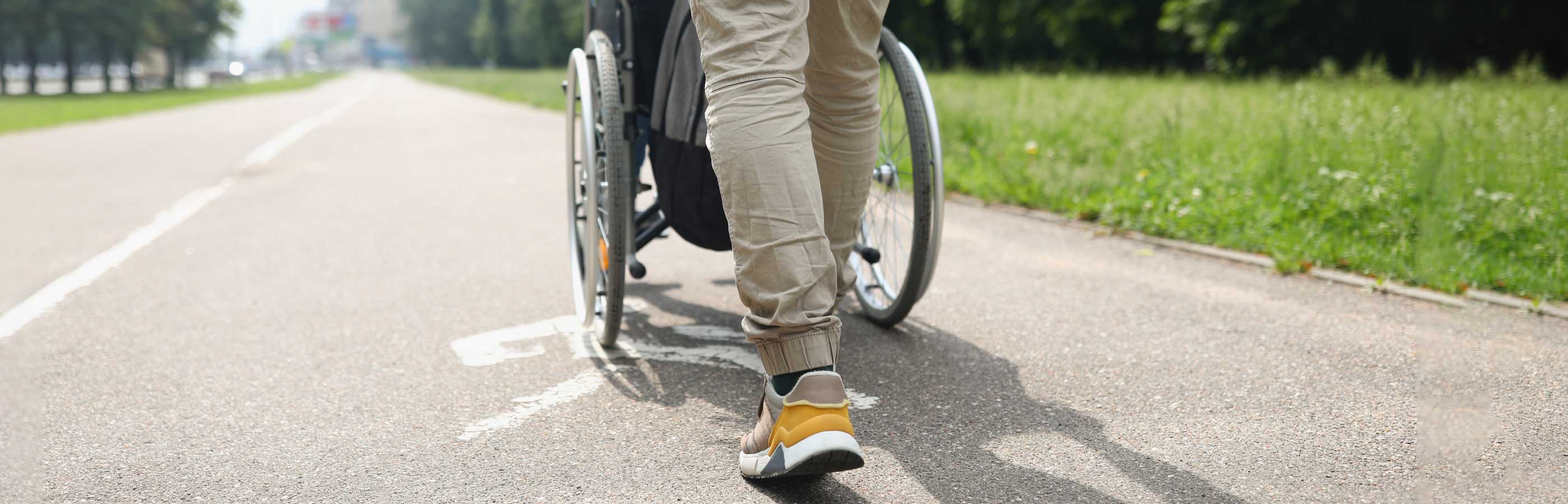 Wheel chair being pushed